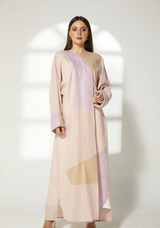 Multicolor Linen Embroidery Abaya (XS