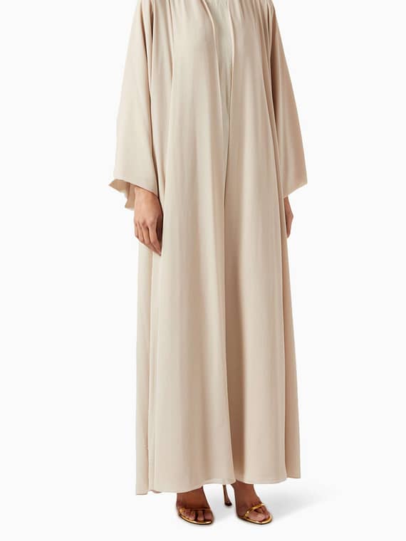 3-piece Bead-embellished Abaya Set in Chiffon & Satin-