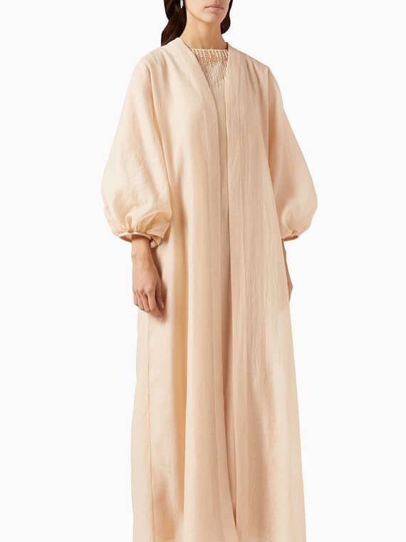 3-piece Bead-embellished Abaya Set in Organza-