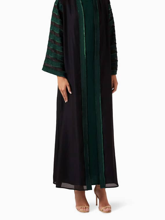 3-piece Colour-block Abaya Set in Matte Organza-