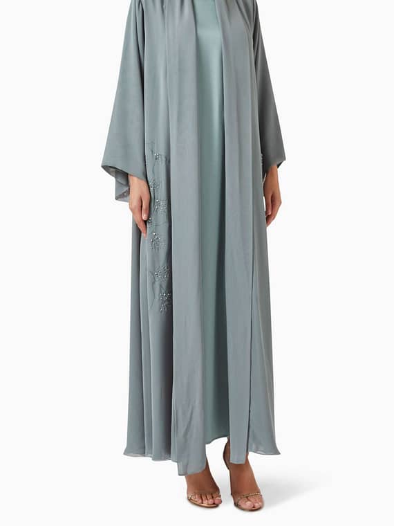 3-piece Embellished Abaya Set in Chiffon-