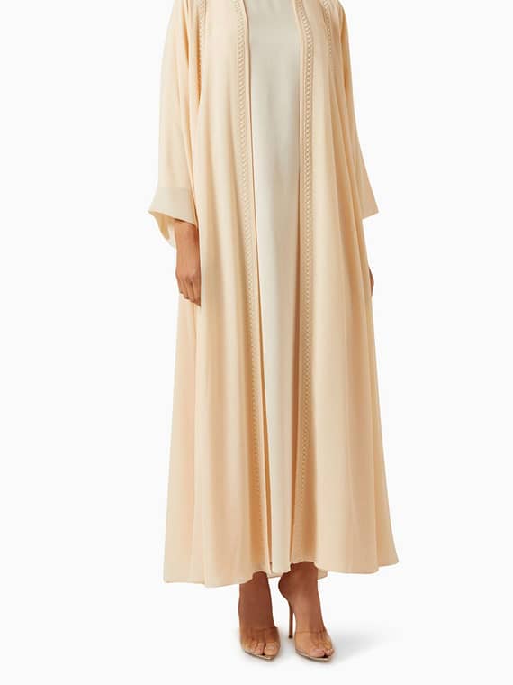3-piece Embellished Abaya Set in Chiffon & Satin-