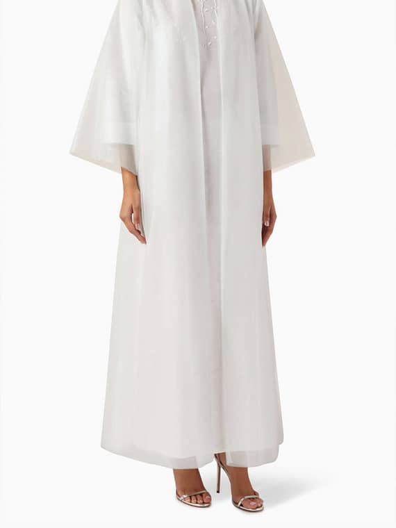 3-piece Embellished Abaya Set in Tulle & Silk-