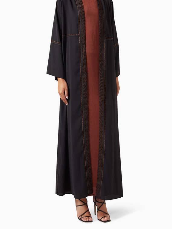 3-piece Embroidered Abaya Set-