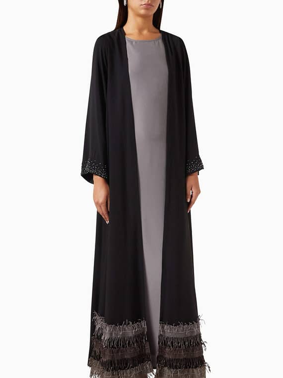 3-piece Embroidered Abaya Set-