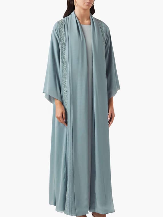 3-piece Embroidered Abaya Set in Chiffon-