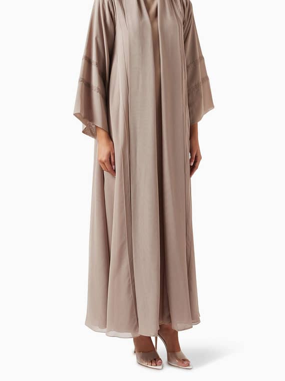 3-piece Embroidered Abaya Set in Chiffon-