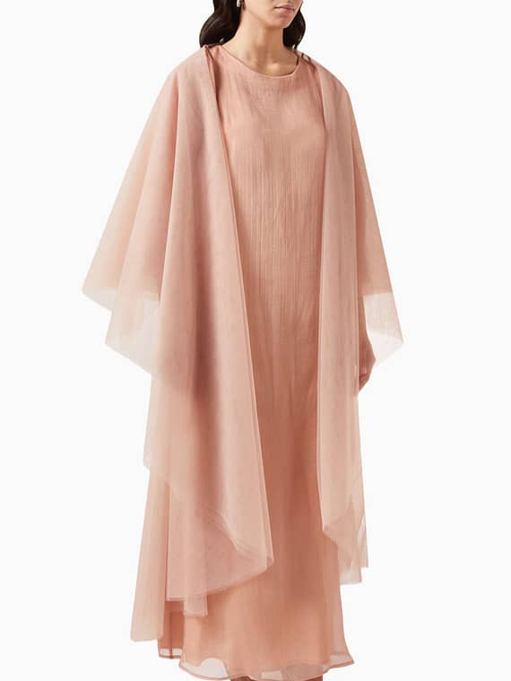 3-piece Shawl Cape Abaya Set in Tulle-