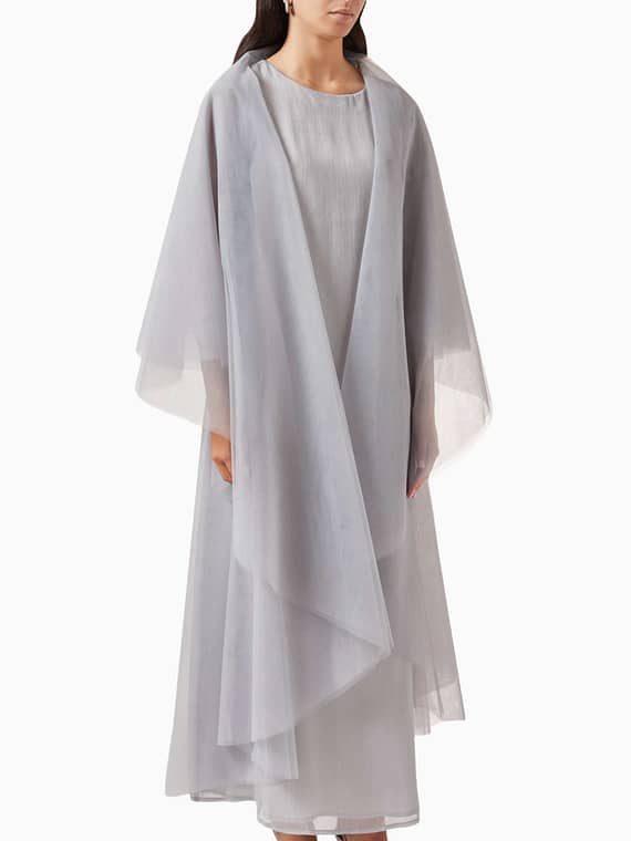 3-piece Shawl Cape Abaya Set in Tulle-
