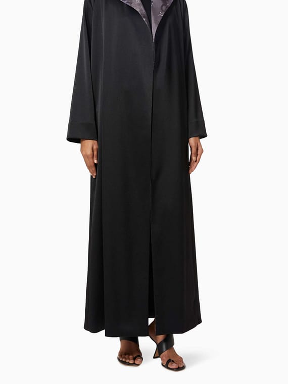 Abstract Floral Collar Abaya-