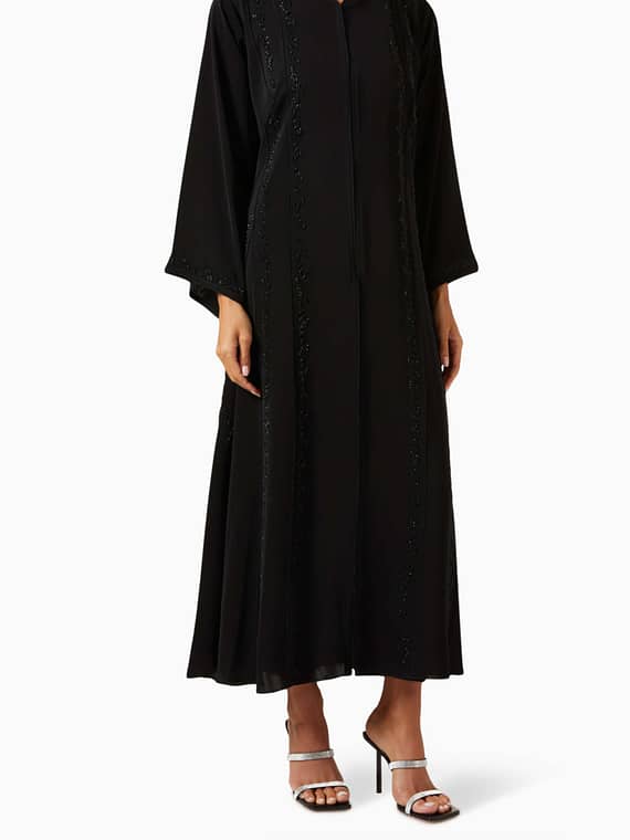 Bead-embellished Abaya in Chiffon-