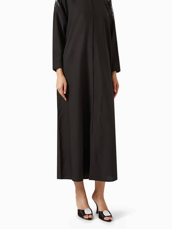 Bead-embellished Abaya in Crepe-