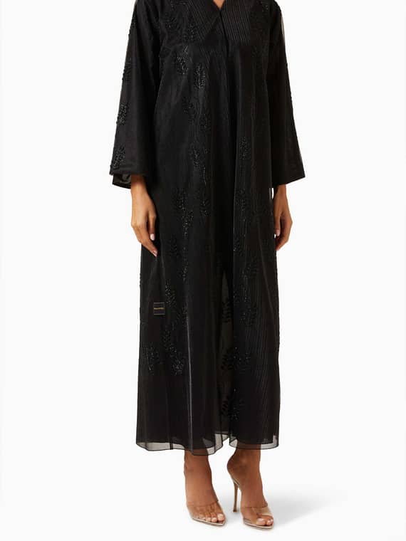 Bead-embellished Abaya in Organza-