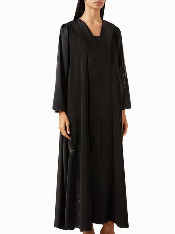 Bead-embellished Abaya in Satin-