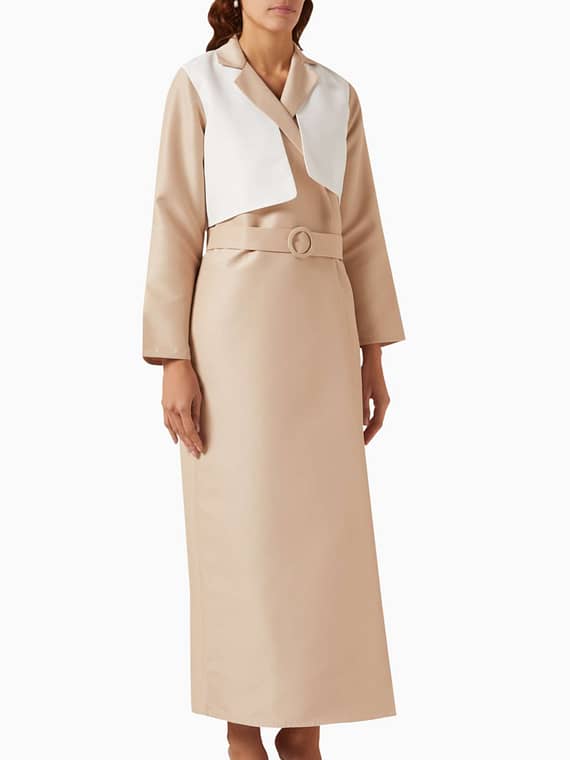 Belted Abaya Jacket in Satin-
