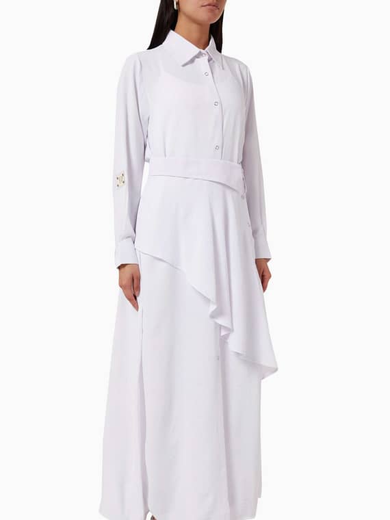 Belted Abaya in Crepe-