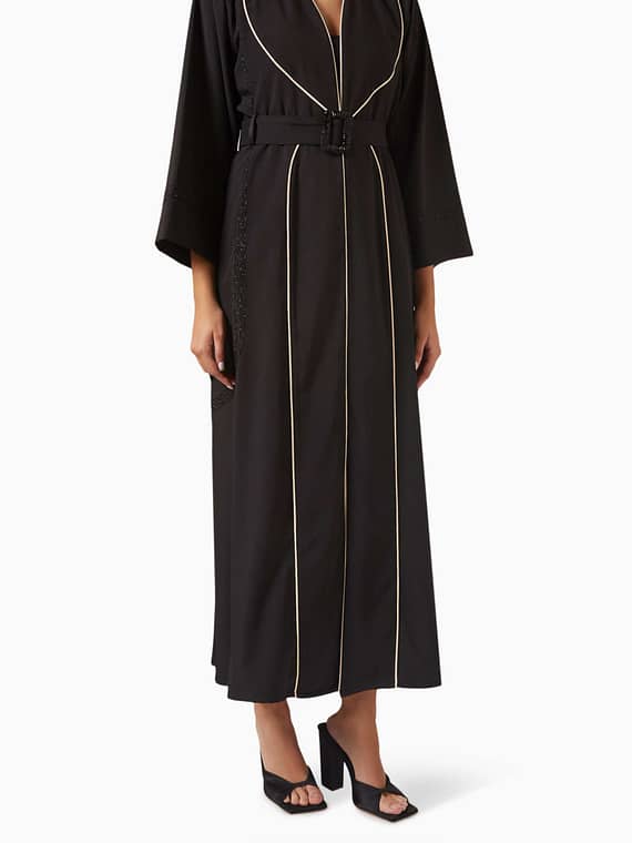 Belted Abaya in Crepe-