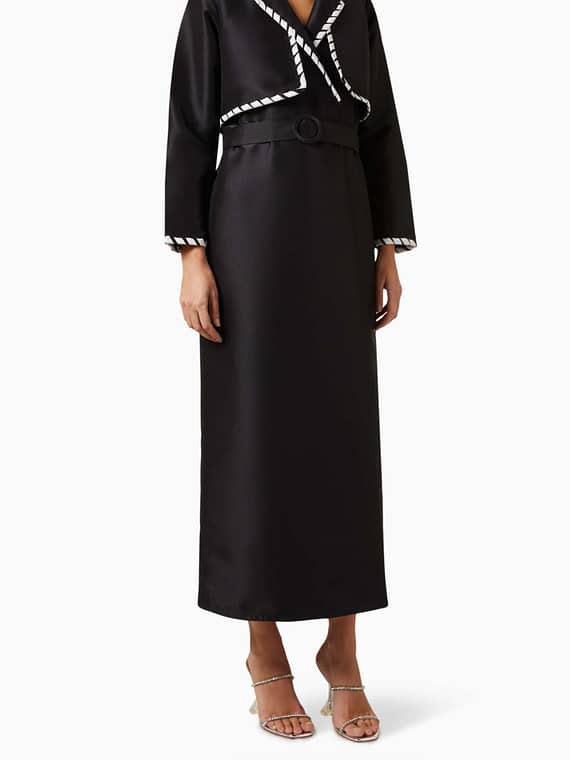Braided Abaya Jacket in Satin-
