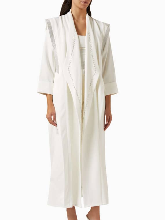 Bridal Crystal-embellished Abaya in Crepe-