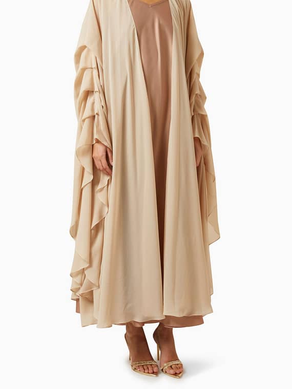 Cape-style Ruffled Abaya Jacket in Chiffon-
