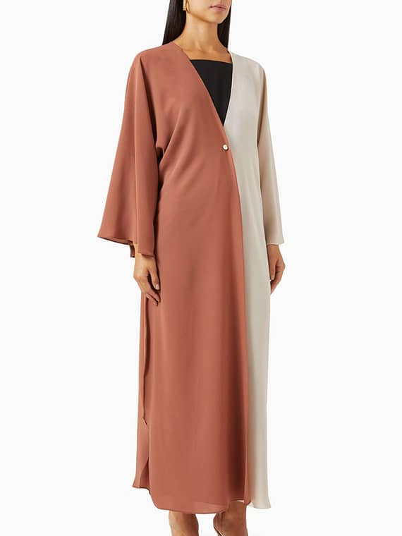 Colour-block Abaya in Japanese Crepe-