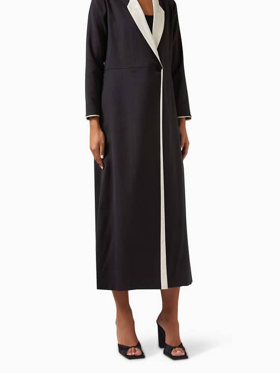 Colour-block Abaya in Linen-