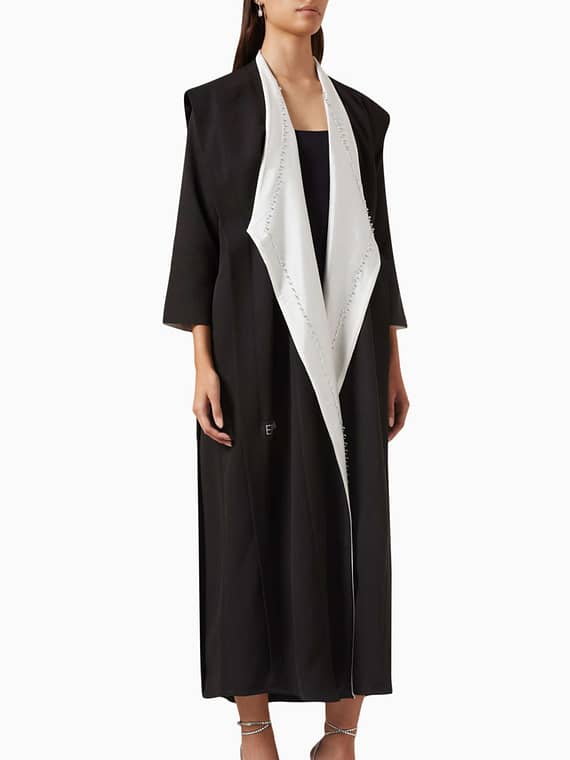 Contrast Embellished Abaya in Crepe-
