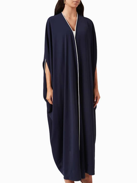 Contrast Trim Abaya in Crepe-