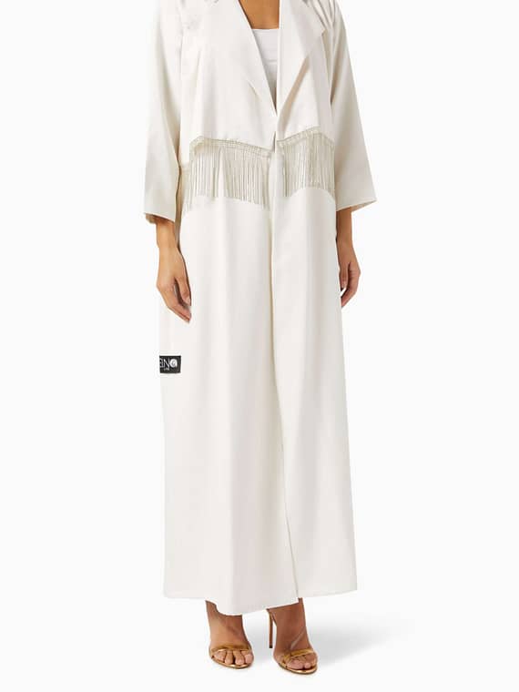Crystal-embellished Abaya in Crepe-