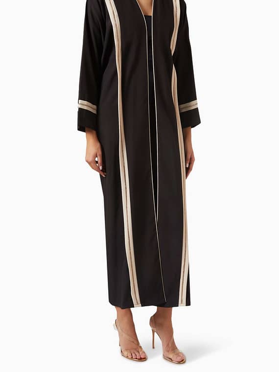 Crystal-embellished Abaya in Crepe-