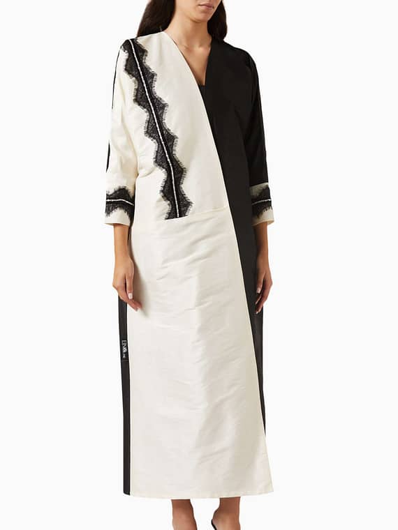 Crystal-embellished Abaya in Silk-