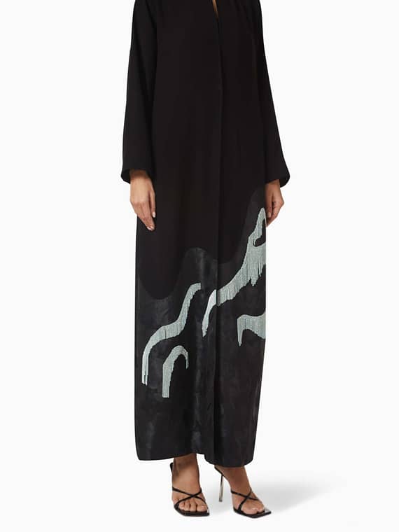 Crystal-embellished Tassel Abaya-