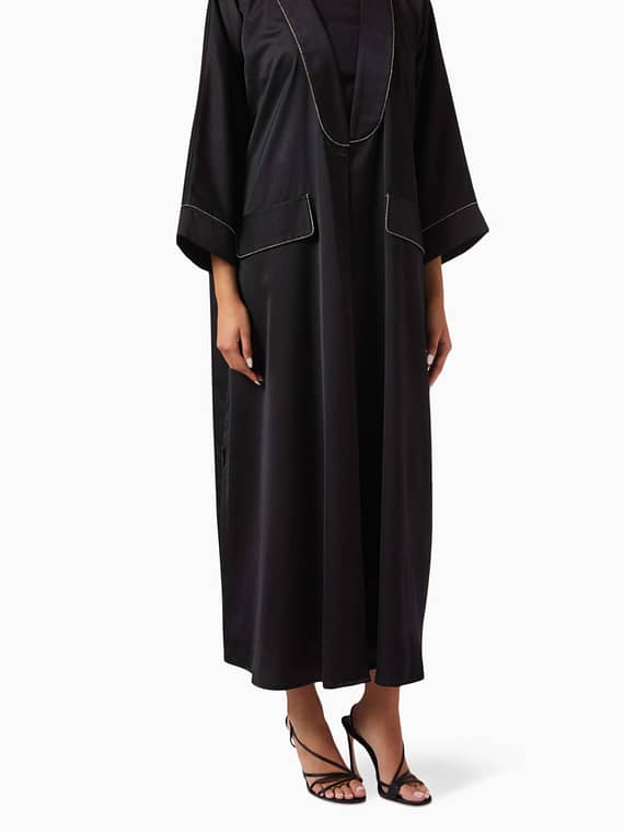 Crystal-embellished Trim Abaya-