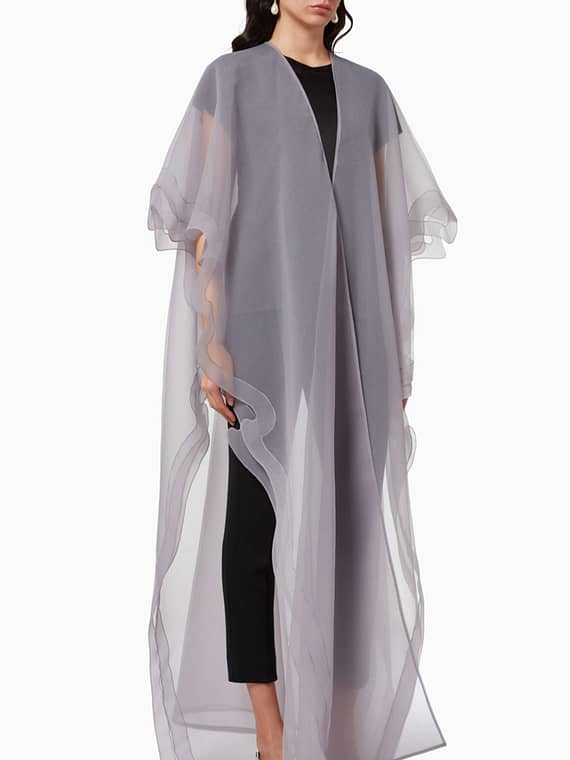 Double Layered Abaya in Crinkled Organza-