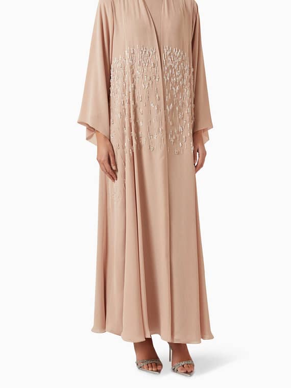 Embellished Abaya & Dress Set in Chiffon-