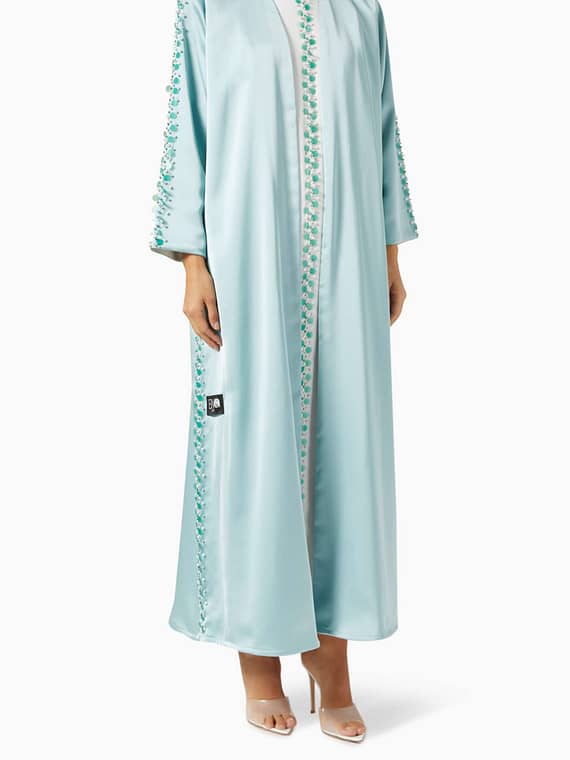 Embellished Abaya Set in Crepe-