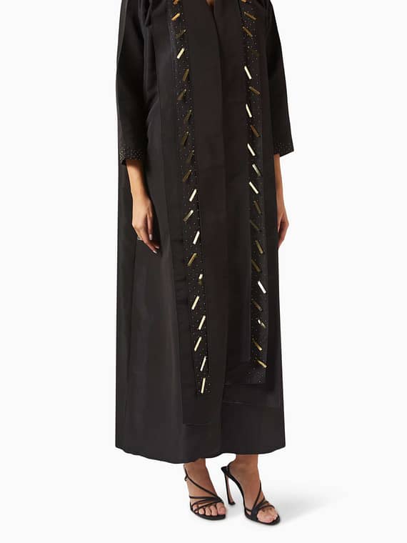 Embellished Abaya in Cotton-crepe-