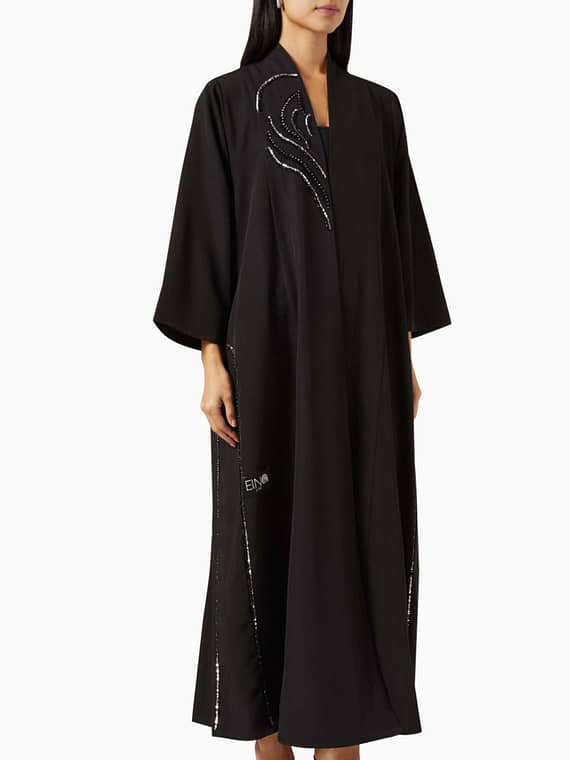 Embellished Abaya in Crepe-