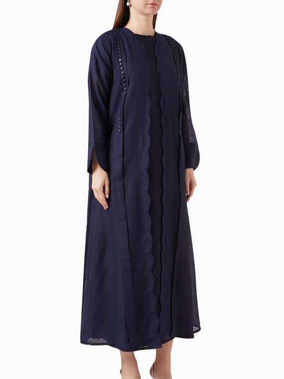 Embellished Abaya in Linen-