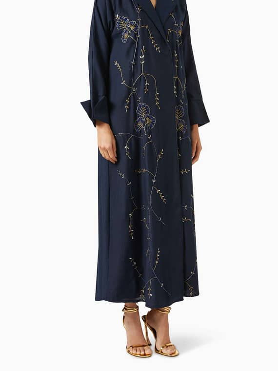 Embellished Abaya in Linen-