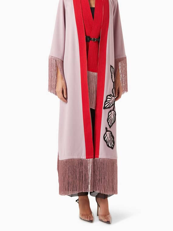 Embellished Fringe Cardigan in Crepe-