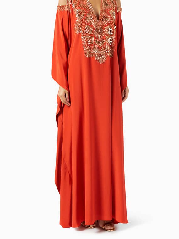 Embellished Kaftan in Silk-crepe-new