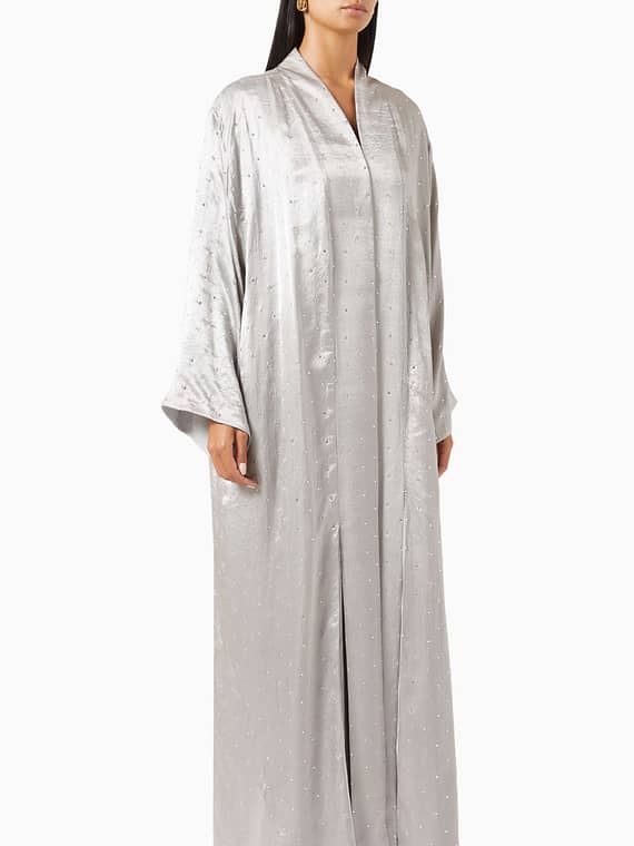 Embellished Metallic Abaya Wrap-