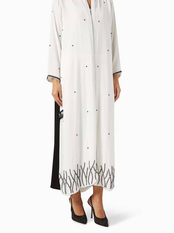 Embellished Two-tone Abaya in Chiffon-