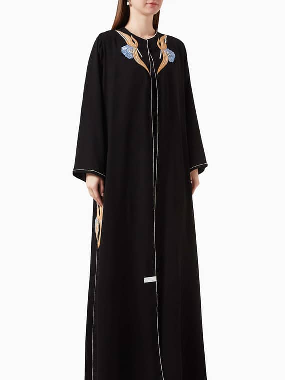 Embroidered Abaya in Crepe-