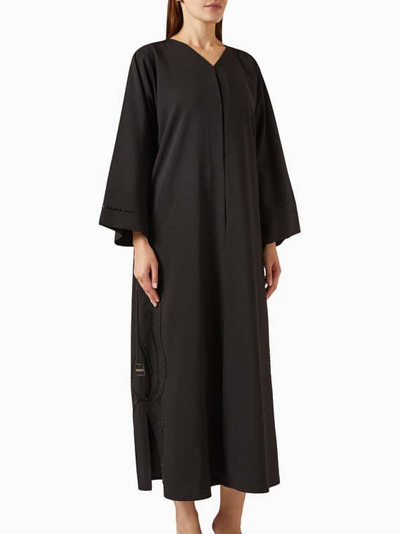 Embroidered Abaya in Crepe-