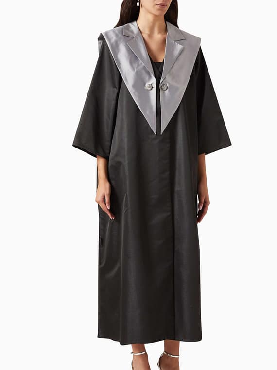 Exaggerated Collar Abaya in Taffeta-