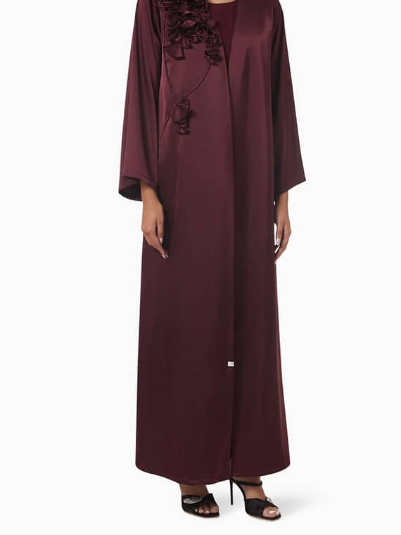 Floral Petals Abaya Set in Satin-