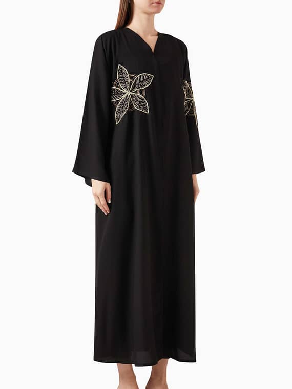 Floral-motif Embellished Abaya-