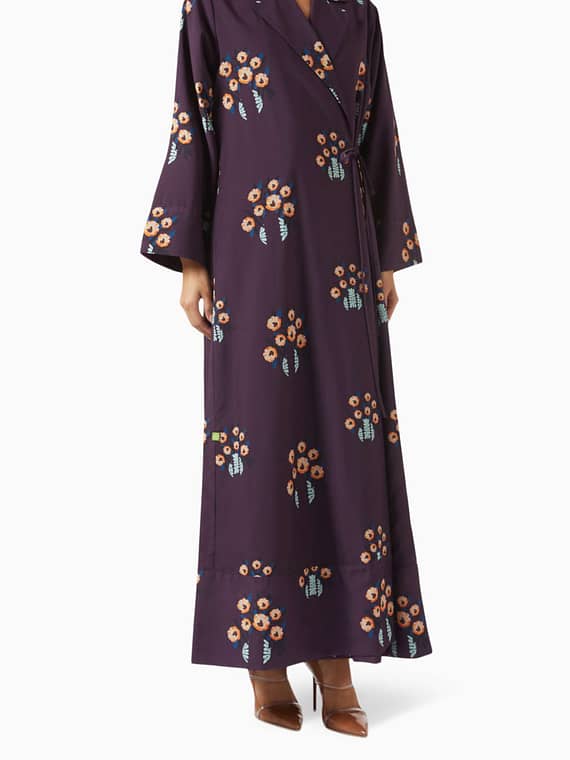 Floral-print Abaya in Cotton-